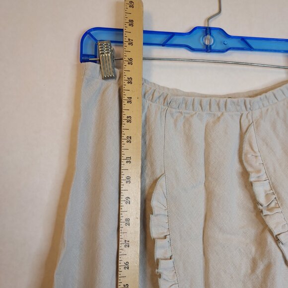 Chalet Linen Maxi Skirt Women's L Ruffles Elastic Pull On Waist Resort Vacation - Picture 8 of 10